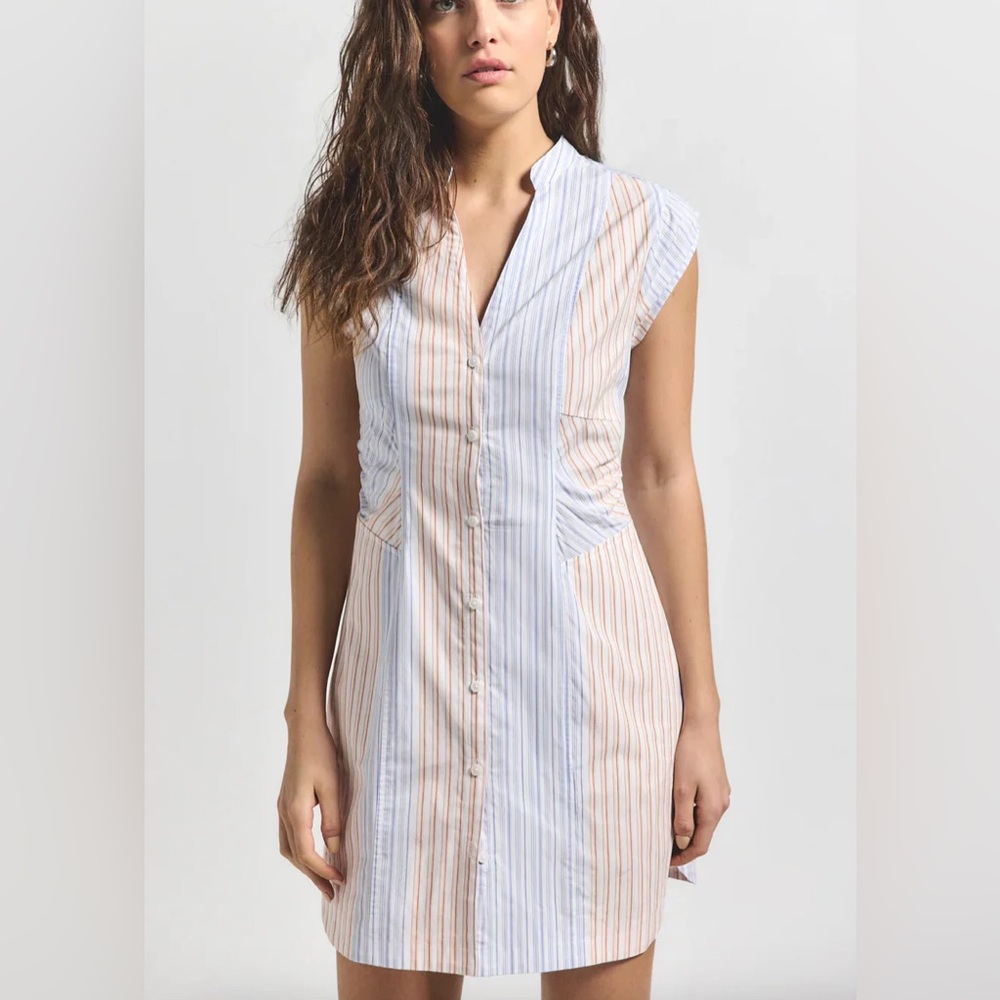 Brand New with Tags Derek Lam Elyse Stripe Sleeveless Mini Shirtdress